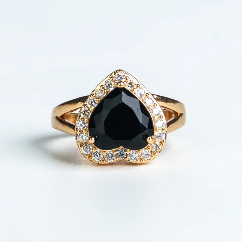 Black Heart Halo Ring