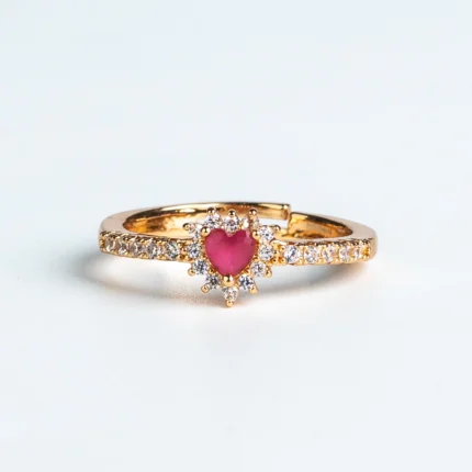 Gold Plated Ruby Heart Ring