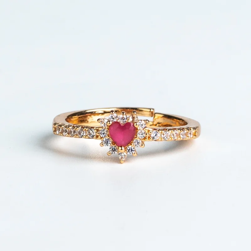 Gold Plated Ruby Heart Ring