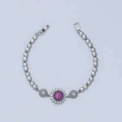 Moonlight Pink Center Silver Bracelet