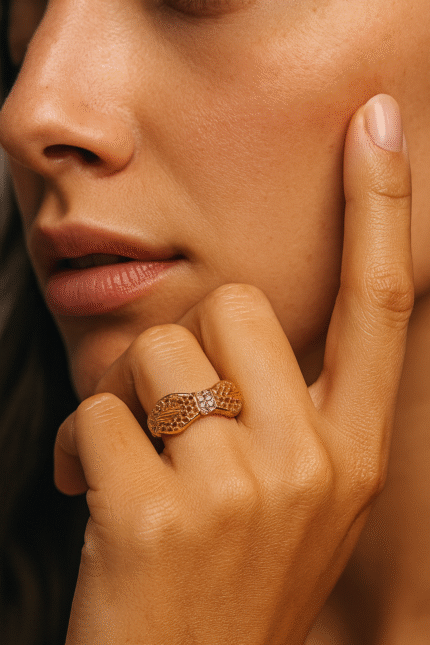 Textured Gold Twist Band Ring.