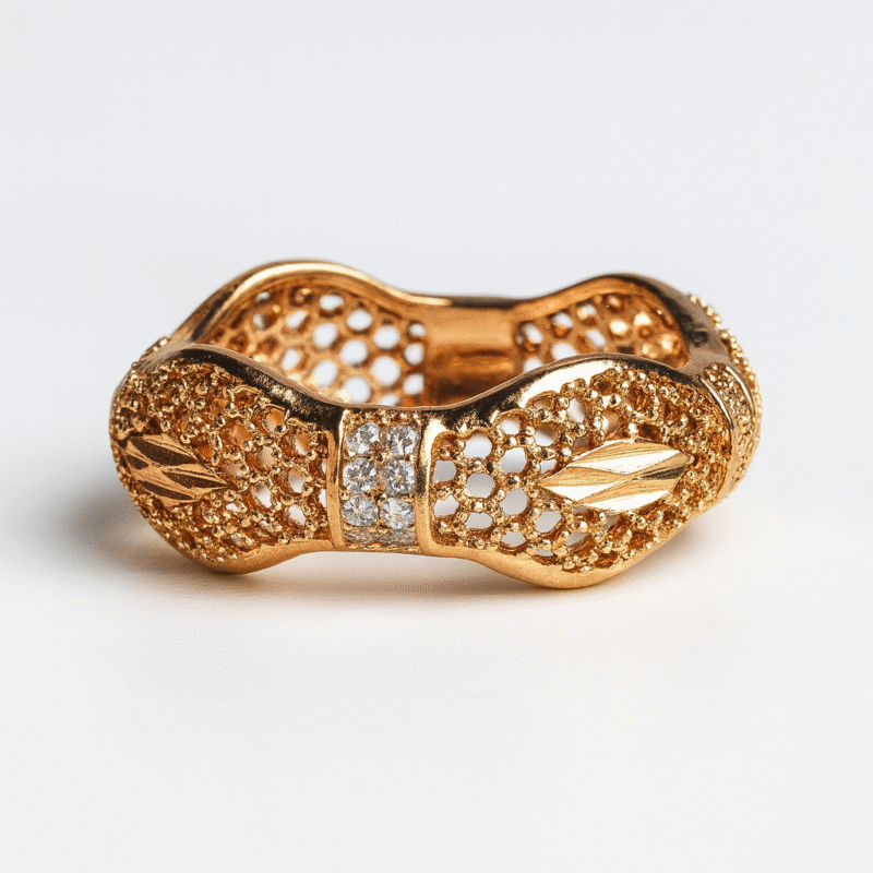 Textured Gold Twist Band Ring