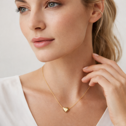1K Gold Minimalist Fashion Elegant Heart Pendant Necklace For Women