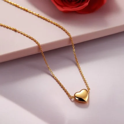1K Gold Minimalist Fashion Elegant Heart Pendant Necklace For Women