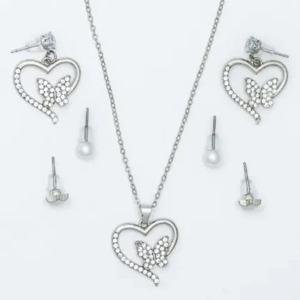 Butterfly Heart Stainless Steel Jewelry Set