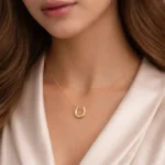 Gold Plated Hollow Moon Stainless Steel Necklace for Women