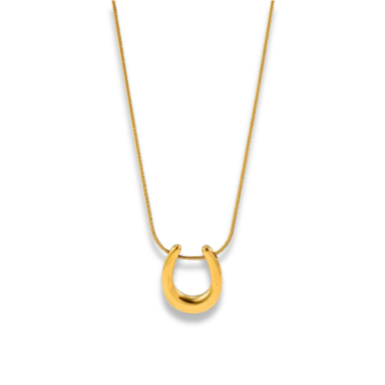 Gold Plated Hollow Moon Stainless Steel Necklace.
